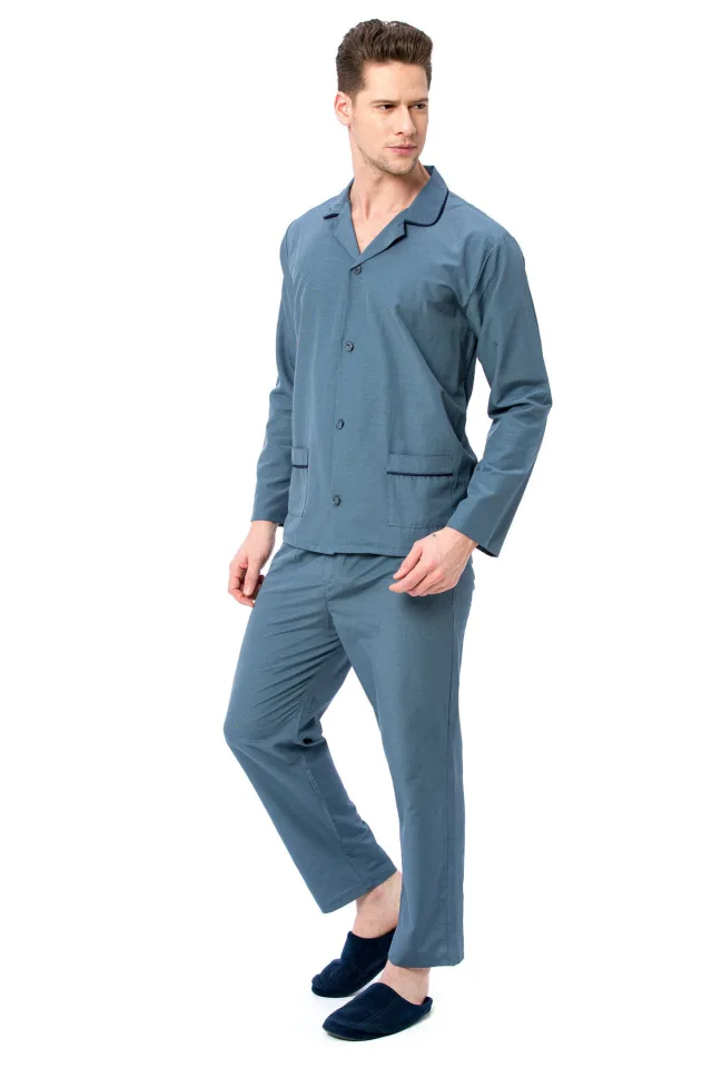Blue Checked Llc Pijama Takım